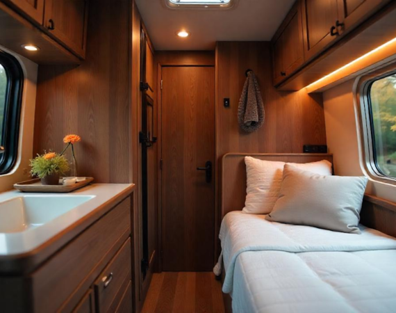 amenagement en bois d'un fourgon type camping car